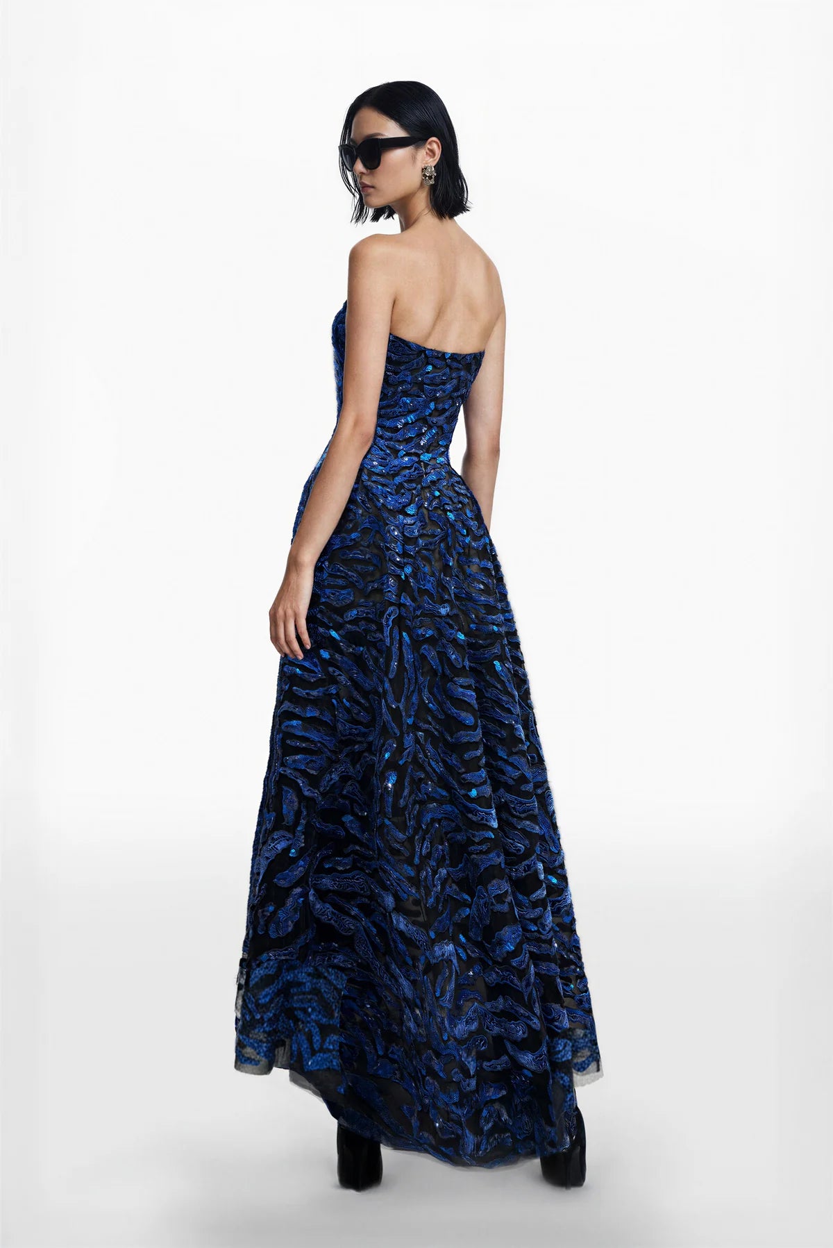 Strapless Embroidered Tulle Dress