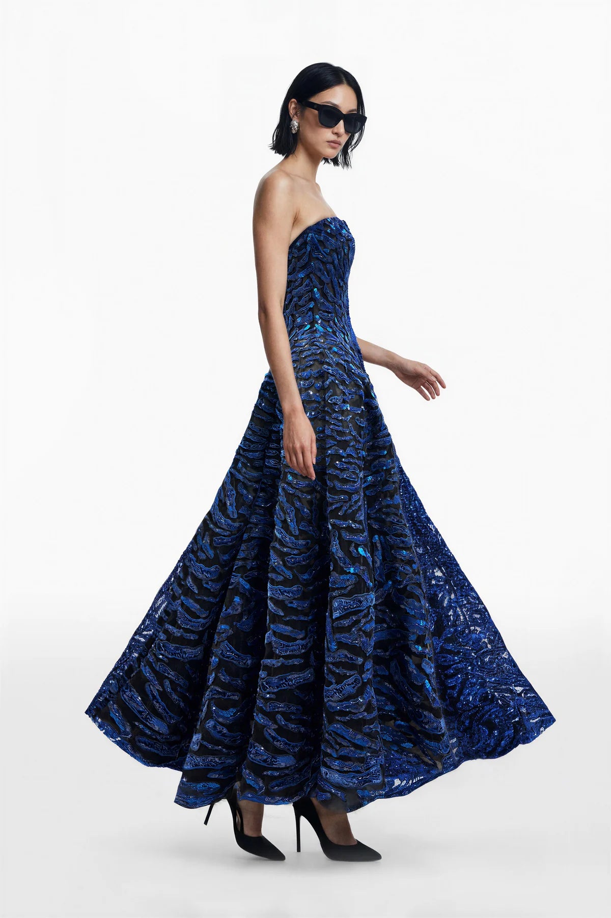 Strapless Embroidered Tulle Dress