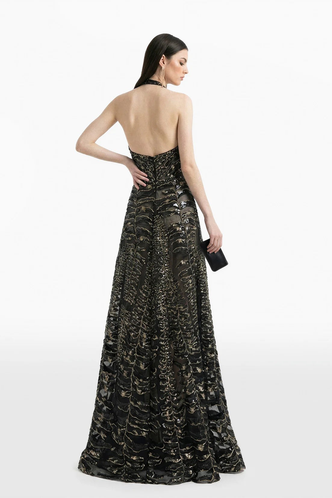 Halter Embroidered Tulle Dress