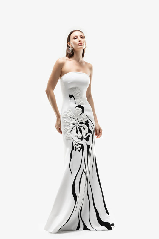 Embroidered Strapless Dress