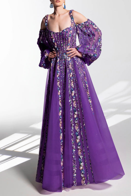 Off Shoulder Cold Shoulder Gown