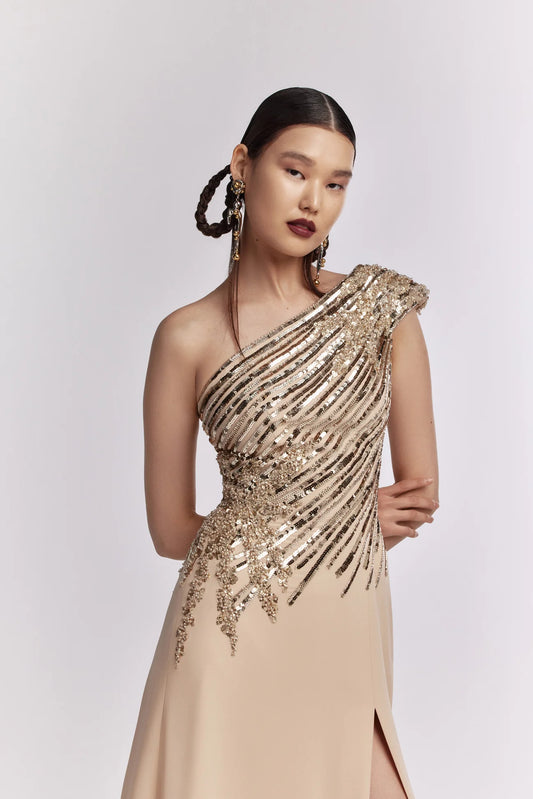 One-Shoulder Sequin Gown