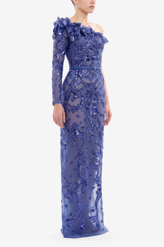 One-Shoulder Embroidered Dress