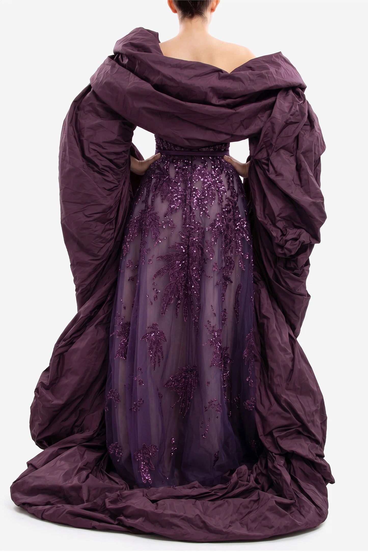Embroidered Dress & Taffeta Cape