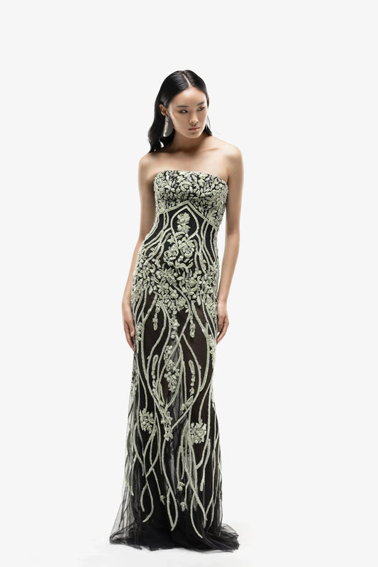 Strapless Embroidered Dress