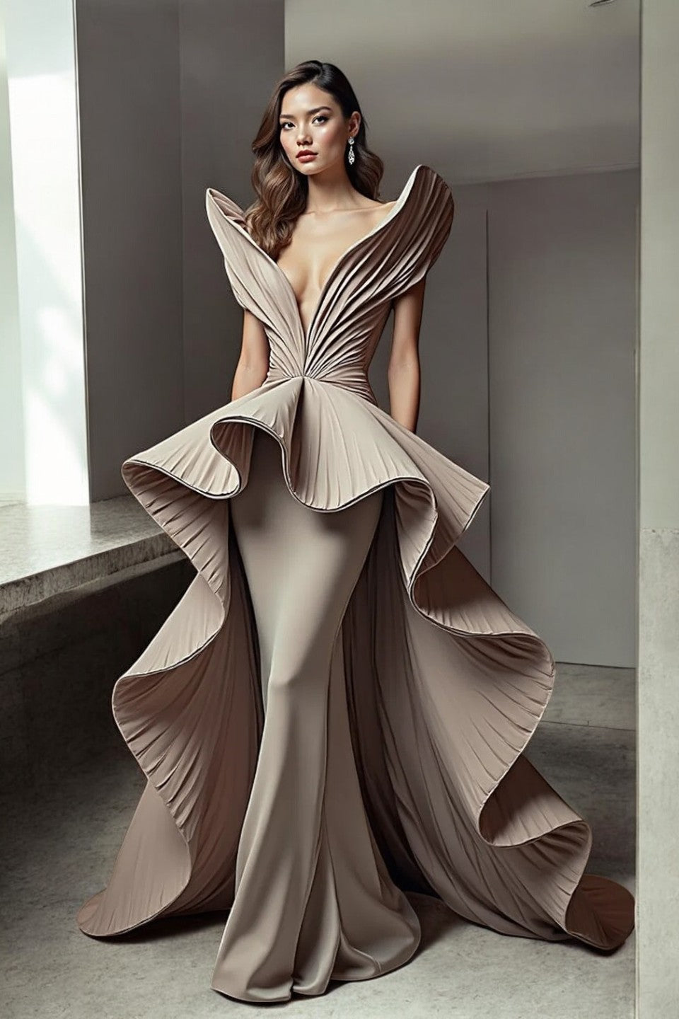 Ruffled Flowy Gown