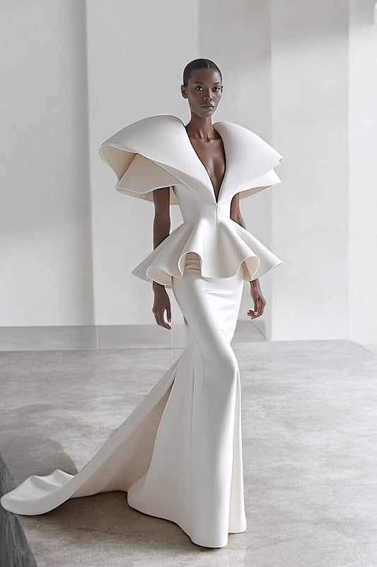V-Neck Dramatic Bodice Gown