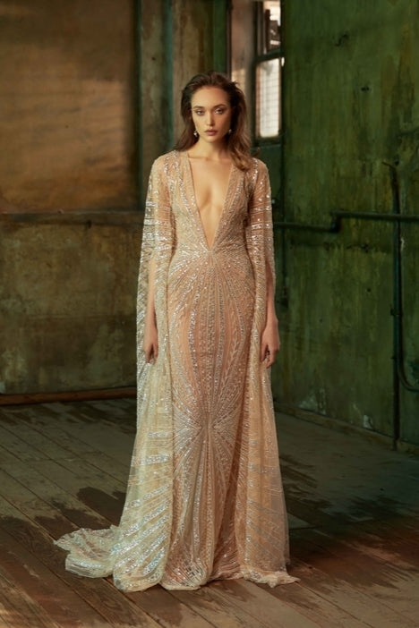 Deep V- Neck Gown