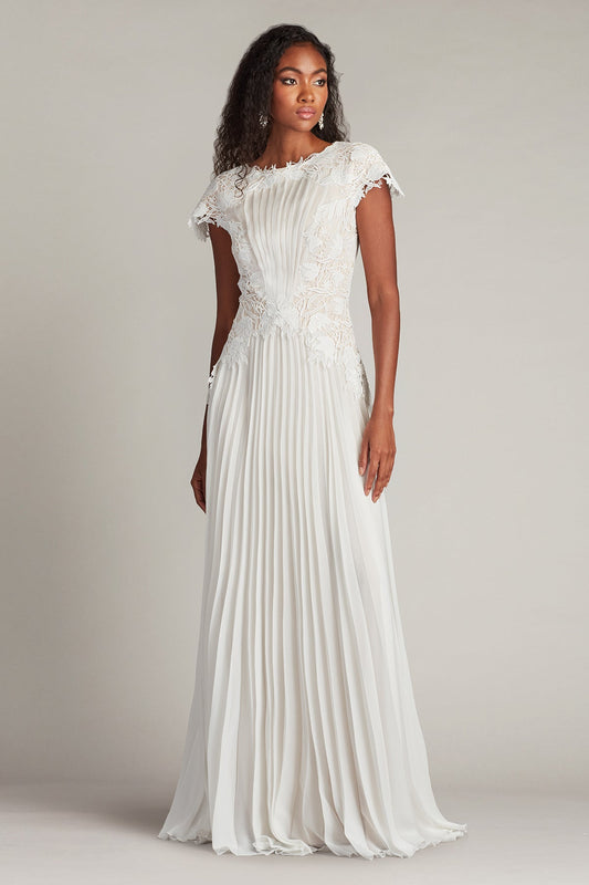 Short Sleeved Pleated Gown