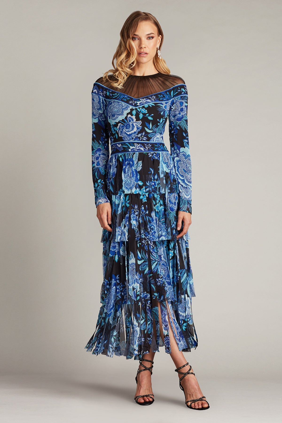 Long Sleeve Tiered Floral Midi Dress
