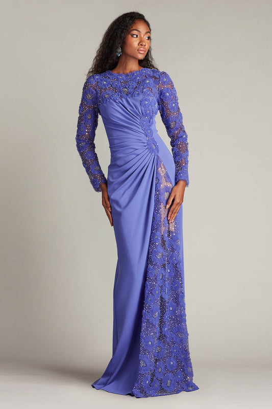 Sequin Floral Embellished Long Sleeve Gown