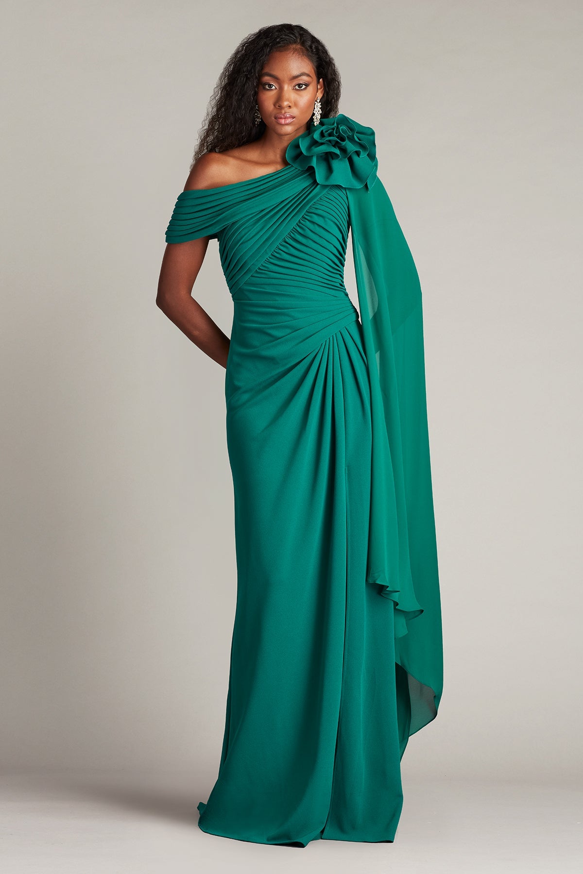 Off Shoulder Gown with Cape Sleeve