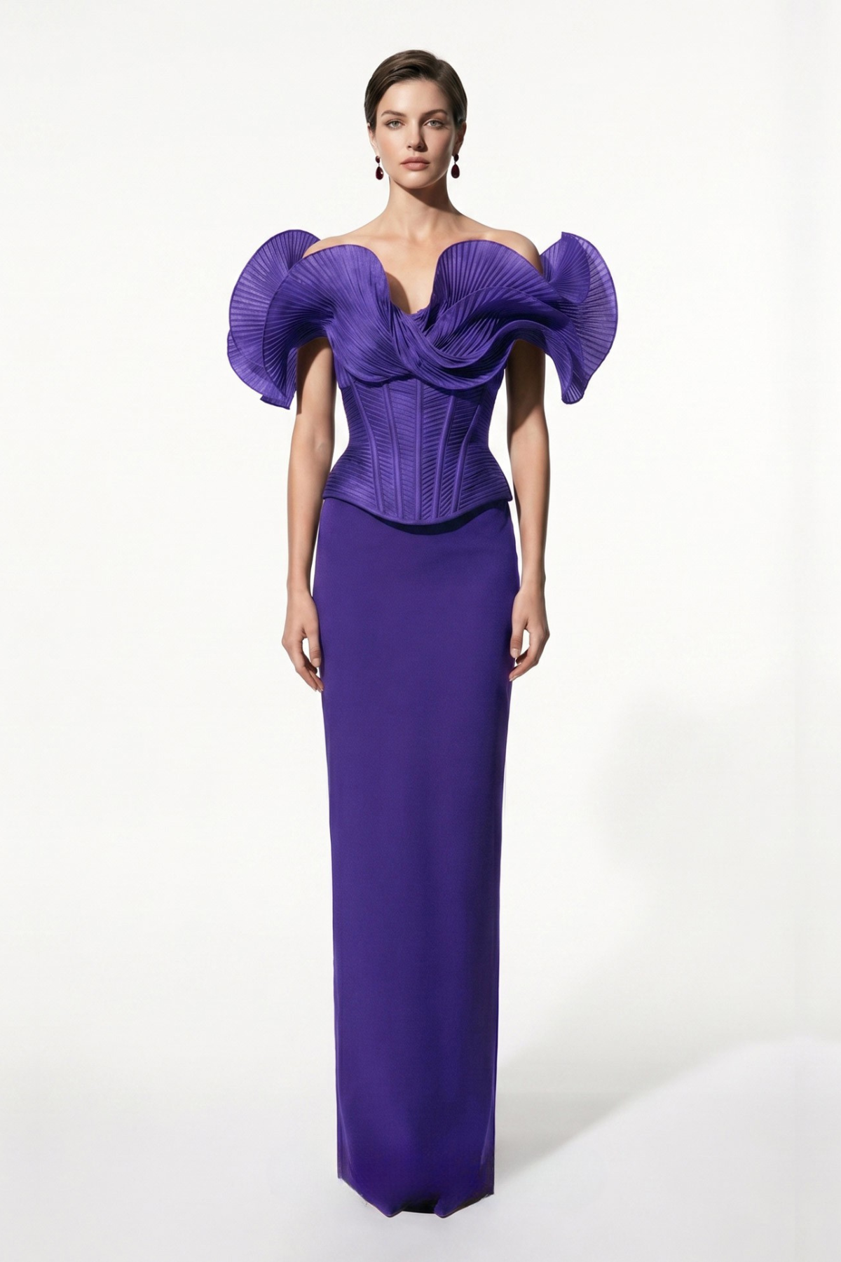 Off-Shoulder Sculpted Corset Gown