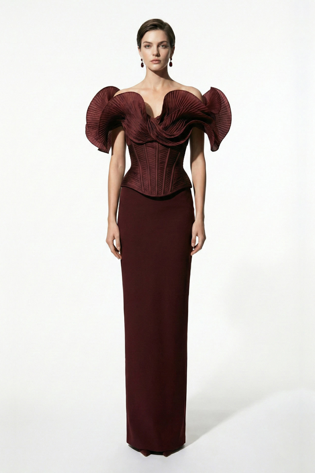 Off-Shoulder Sculpted Corset Gown