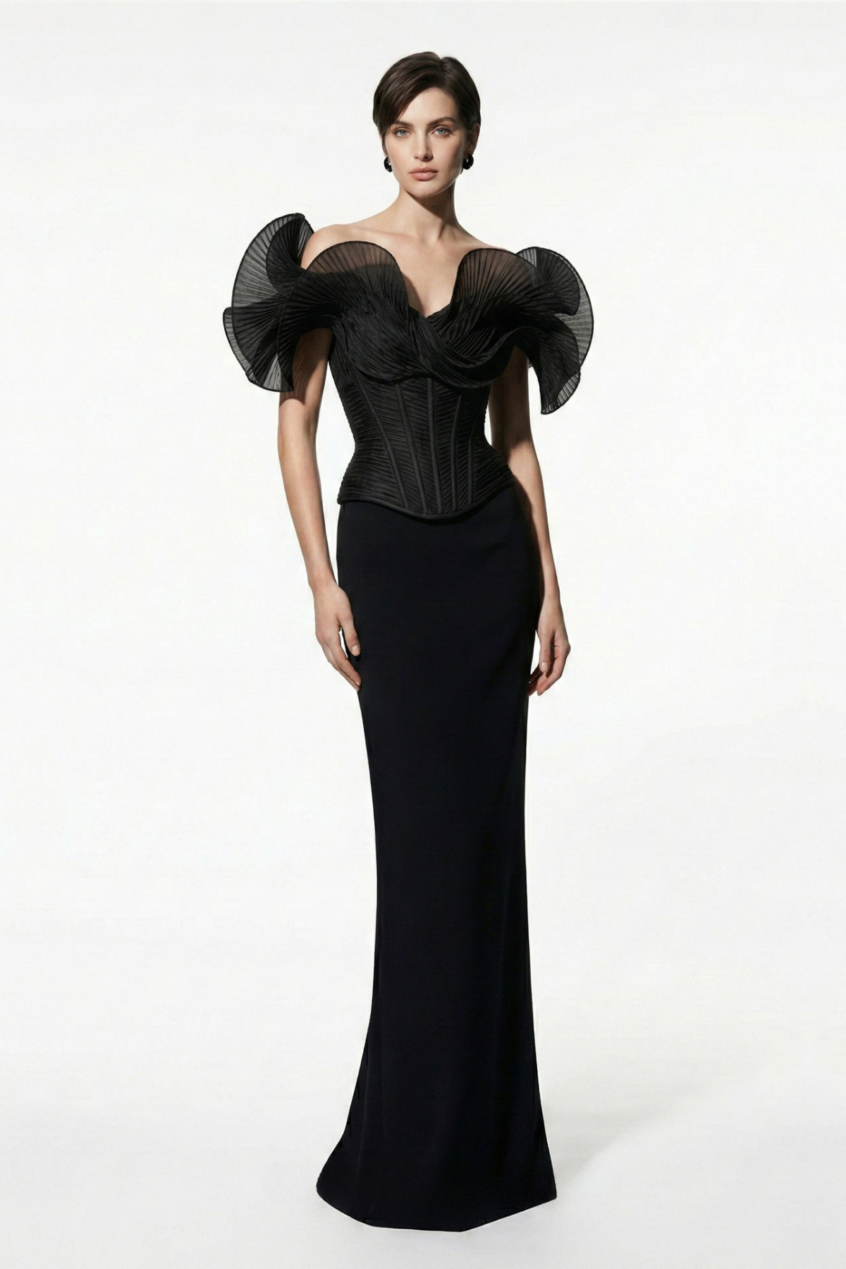 Off-Shoulder Sculpted Corset Gown