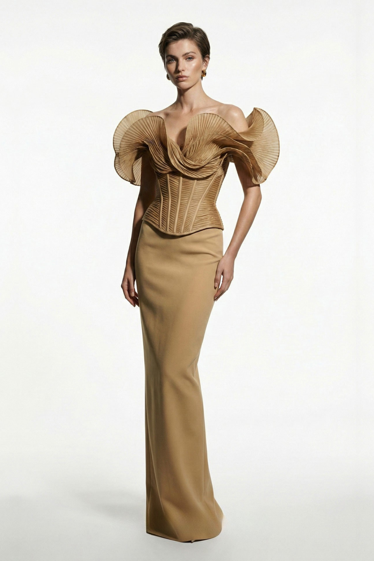 Off-Shoulder Sculpted Corset Gown
