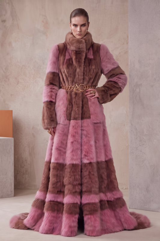 Funnel Neck Faux Fur Coat